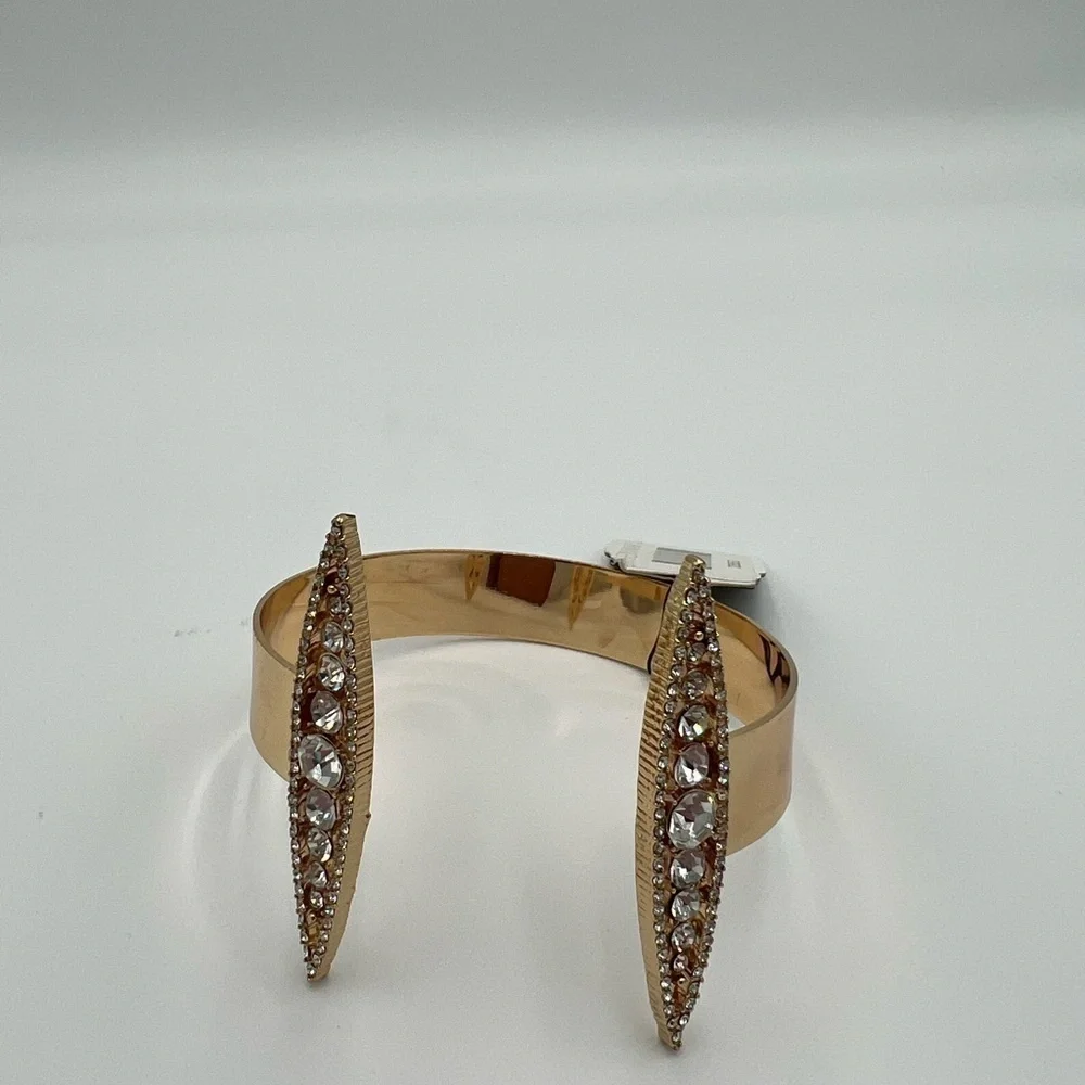 Gennaro Open Cuff Bracelet Gold Tone with Rhinestone